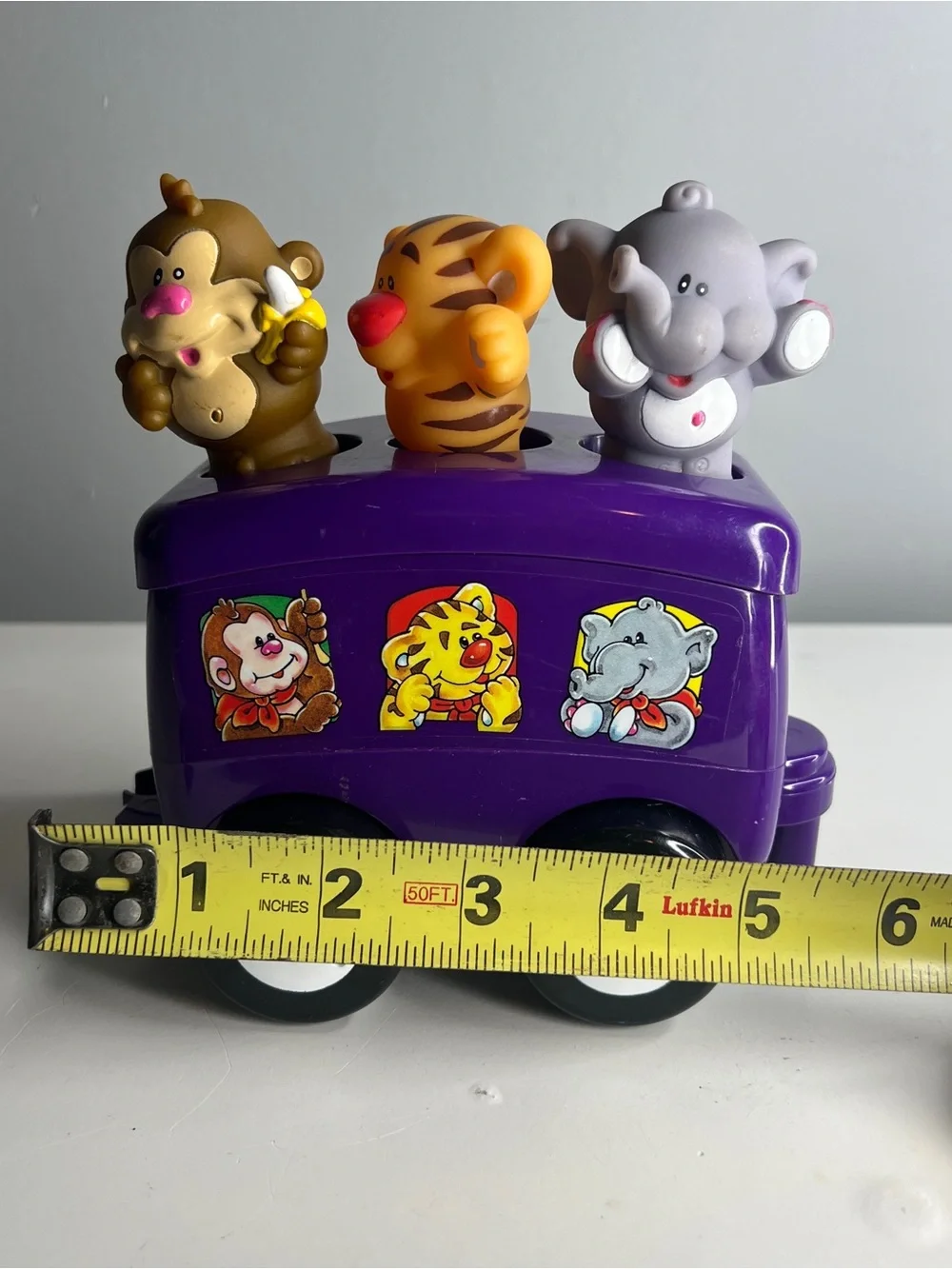 Little Tikes Purple Choo Zoo Train w/ Monkey, Tiger, & Elephant Figures - WORKS!